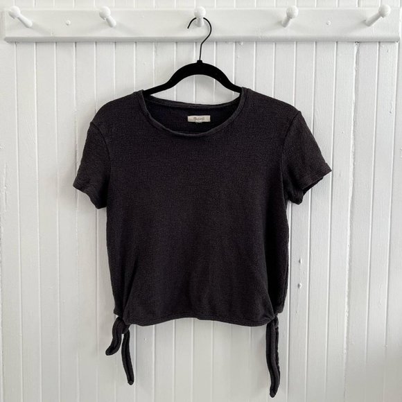 Madewell texture & thread modern side-tie top in charcoal black Size Small - Picture 1 of 4